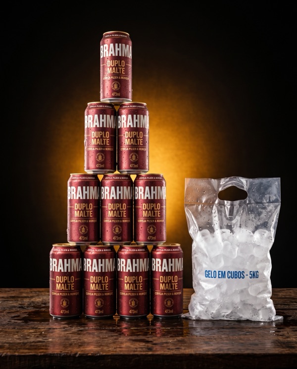 Combo Sexta: 12 latões Brahma e gelo 5kg